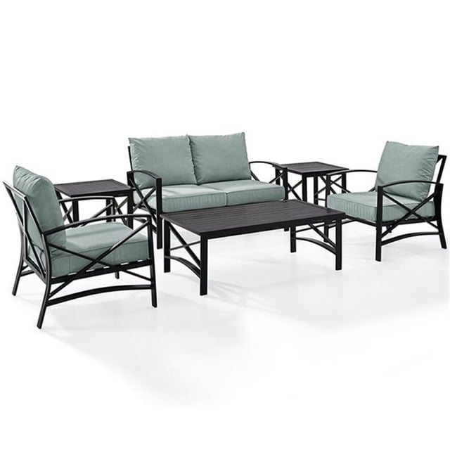 Crosley Furniture Kaplan 6Pc Fabric Sofa Set in Oil Rubbed Bronze/Mist Green