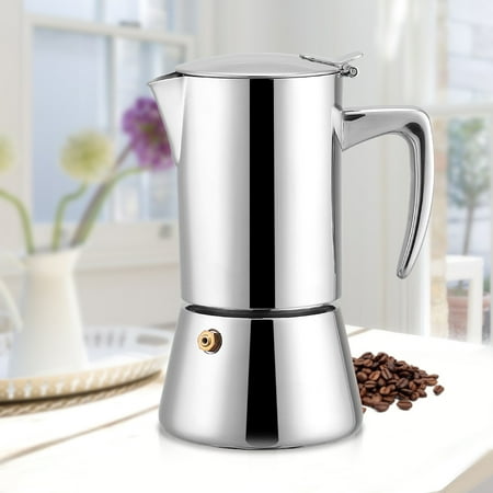 Ymiko 200ml Stainless Steel Moka Pot Espresso Coffee Maker for Gas & Electric Stovetop  , Stovetop Coffee Pot, Stainless Steel Coffee (Best Stovetop Espresso Maker Review)