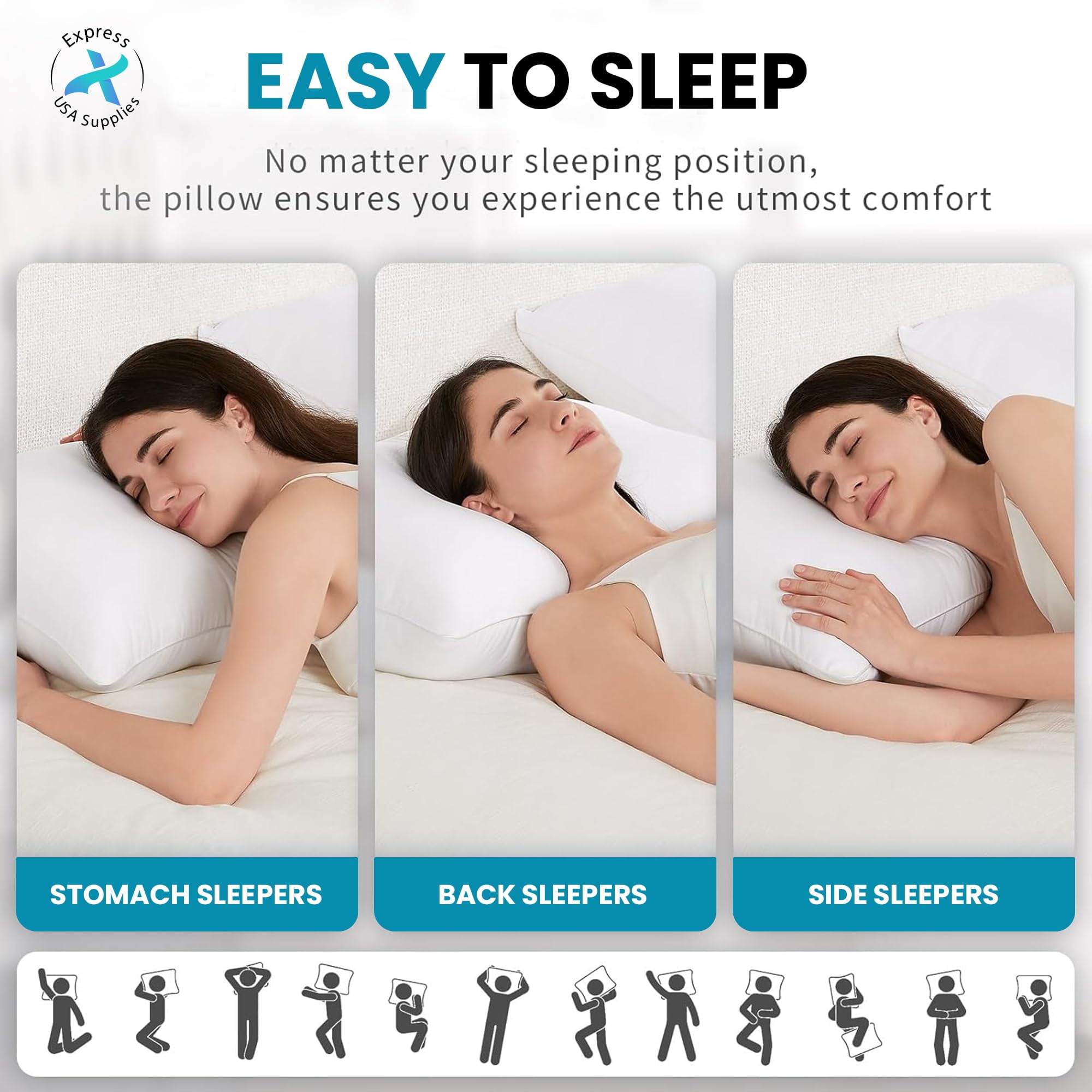 Express USA Supplies 2-Pack Standard Bed Pillows – Soft, Breathable & Hypoallergenic for Better Sleep