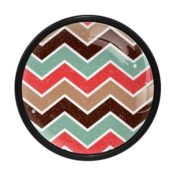 4 Pcs Rainbow Wave Chevron Knobs for Kitchen Cabinet Cupboard Dresser Bookcase Drawer Pulls Handles Round Home Decor