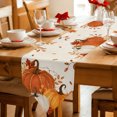 thumbnail image 2 of Burnt Orange Pumpkins Fall Table Runner Linen Burlap Table Runner 60 Inches Long Thanksgiving Maple Leaves Autumn Rustic Dresser Scarves for Kitchen Island Coffee Dining Room Party Decor 13"x60", 2 of 8