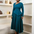 thumbnail image 2 of Women's Fall Wrap Maxi Dress High Waist Pleated Party Cocktail Ruffle Long Dress, 2 of 3