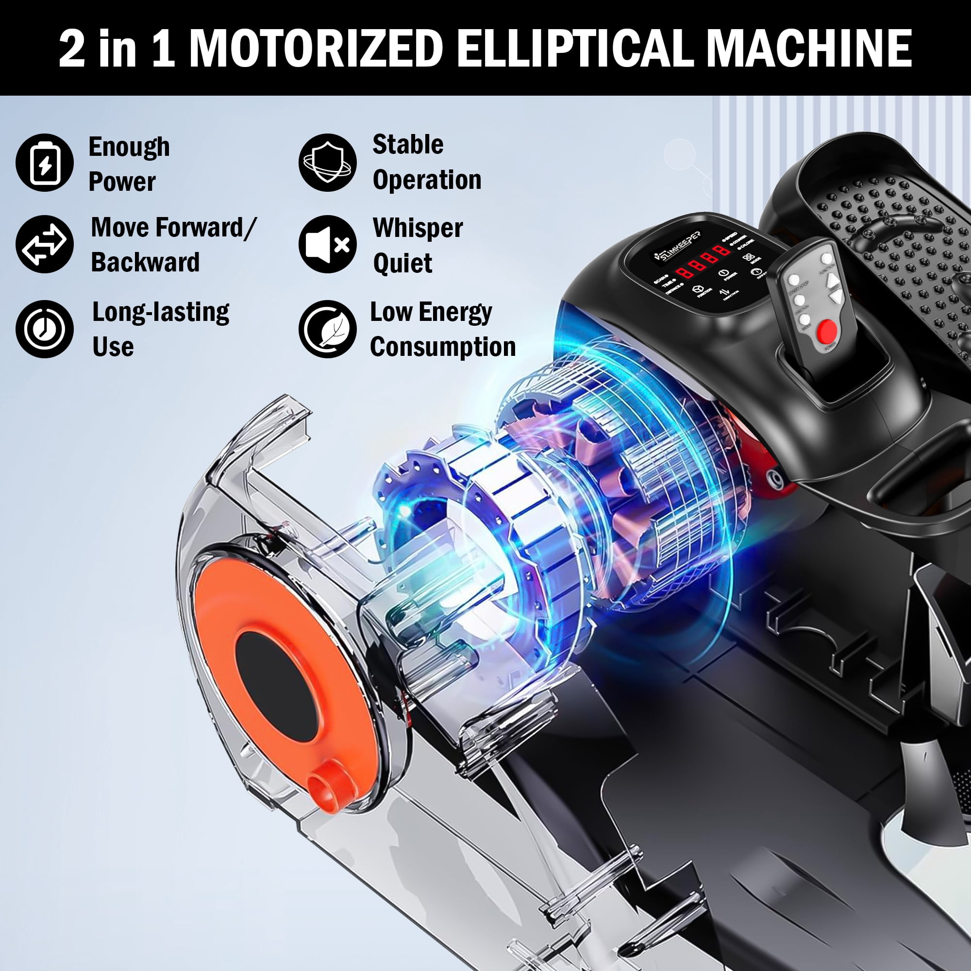 Under Desk Elliptical Machine, Electric Ellipse Leg Exerciser for Seniors with 5 Adjustable Quiet Portable Elliptical Machine, Seated Pedal Exerciser with Remote Control