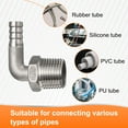 thumbnail image 5 of Uxcell 2pcs 90 Degree Elbow Hose Barb Fitting 0.4" Barb x 1/2" NPT Male Stainless Steel Pipe Fitting Air Hose Fittings Coupler, 5 of 6