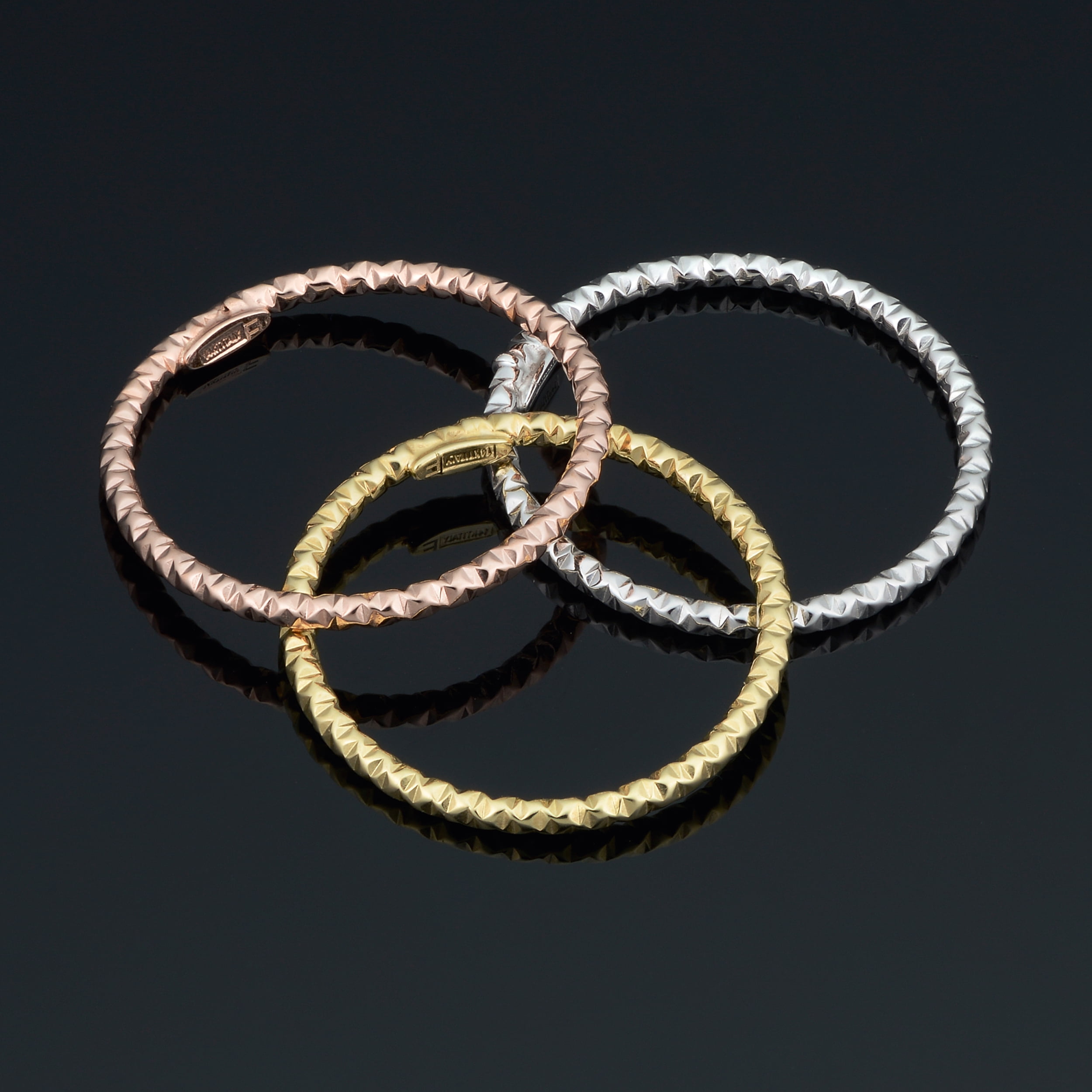 KoolJewelry 14k Gold Minimalist Diamond-cut Band Knuckle Stacking Midi Ring