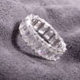 thumbnail image 3 of Blue Jewel Excellent 1.9 Ct Emerald Cut Lab Created Simulated Diamond Ring - 14K White Gold Plated Diamond Ring - Full Eternity Diamond Ring for Women's - Gorgeous Anniversary Gift for Women's, 3 of 9