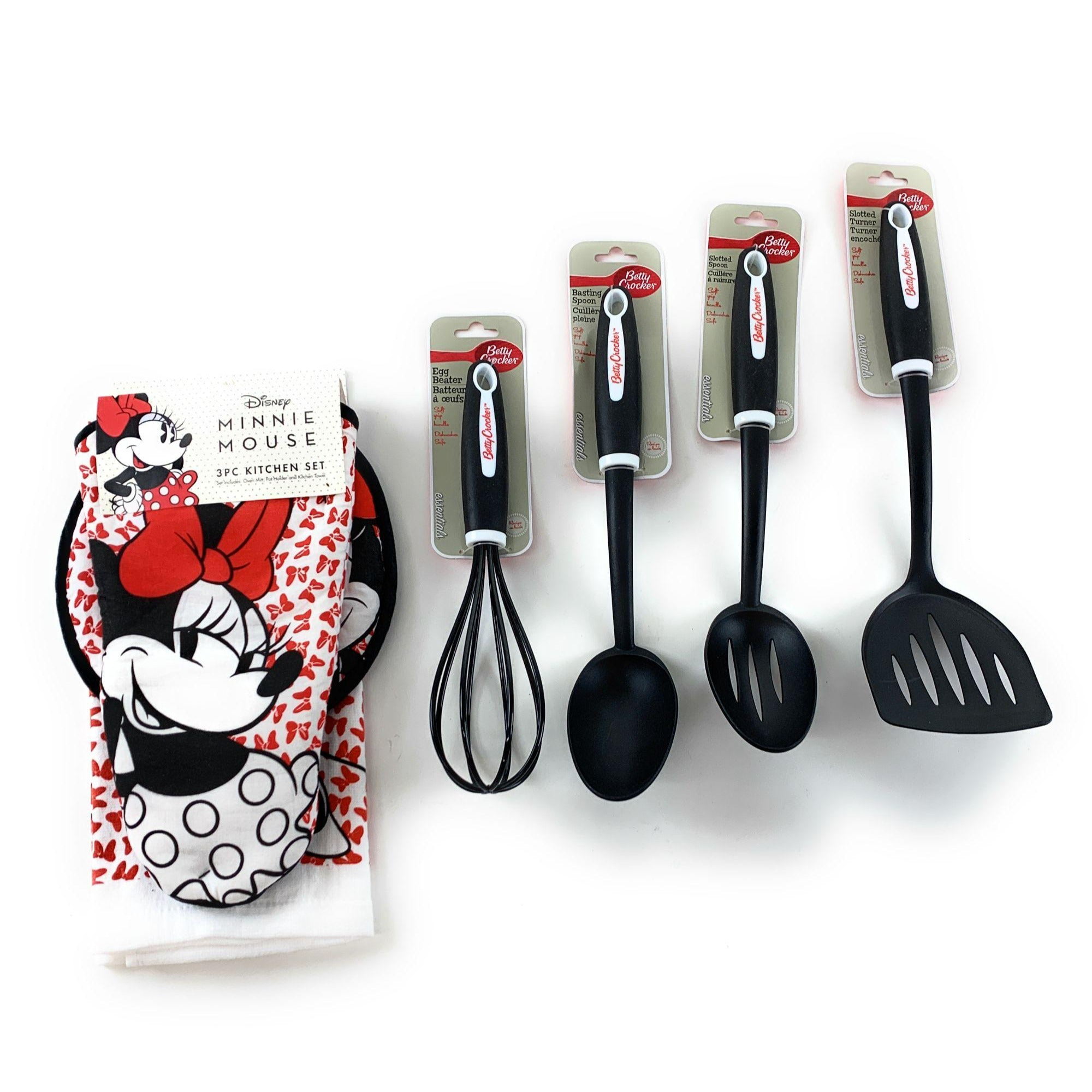 Classic Disney Mickey & Minnie Kitchen Supplies Set - Bundle with Black &  Red Classic Mickey & Minnie Mouse Pot Holders & Oven Mitts (Disney Kitchen