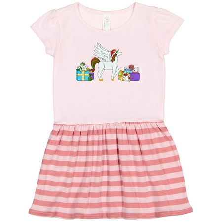 

Inktastic Christmas Unicorn with Gifts and Santa Hat Gift Toddler Girl Dress