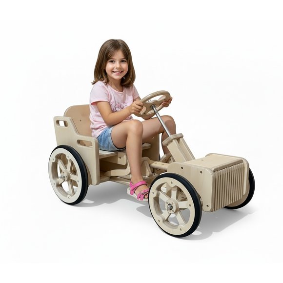 Toytexx Wooden Pedal Ride-On Car for Kids – Durable Go-Kart Style, Balance & Coordination Training