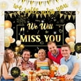 thumbnail image 2 of We Will Miss You Decorations Black and Gold We Will Miss You Backdrop Banner Good Luck Printed Balloons Gold Triangle Flag Banner for Going Away Farewell Retirement Graduation Party Decorations, 2 of 7