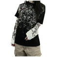 thumbnail image 1 of Hauts Grande Taille Femmes Manches Longues Coupe Ample T-Shirt Imprimé Floral Col Rond Double Couche Chandail, 1 of 5