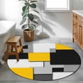 thumbnail image 4 of Yellow Grey Black Geometric Round Area Rug 4 FT, Non Slip Indoor Outdoor Rug, Modern Abstract Art Washable Soft Circular Carpet Non-Shedding Floor Mat for Coffee Table Nursery Foyer Balcony, 4 of 8