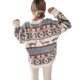 thumbnail image 2 of Suéter de cuello redondo suelto de cinco colores con tema navideño jacquard de manga larga para mujer, 2 of 5