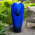 thumbnail image 2 of ourrco 30.7 inches H Modern Concrete Water Fountain with Stunning Cascading Waterfall, LED Light Effects, and Pump for Indoor/Outdoor Home, Patio, or Garden Use, DarkBlue, 2 of 11