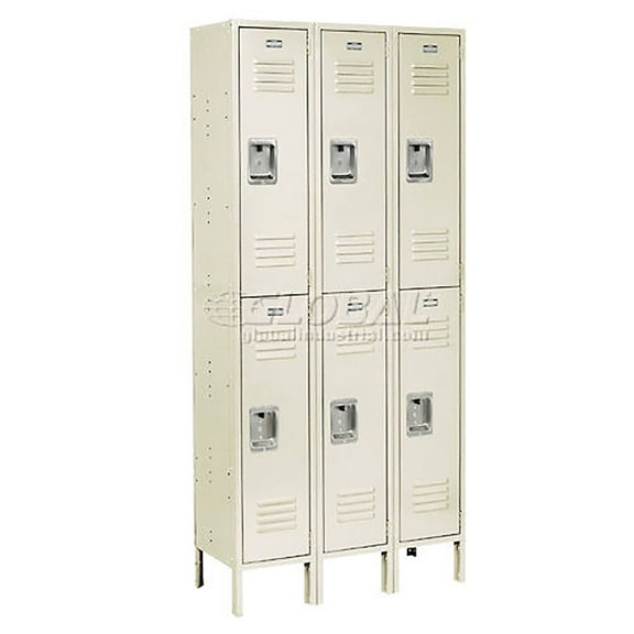 2-Tier 6 Door Locker, 12"Wx18"Dx36"H, Tan, Assembled