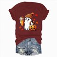 thumbnail image 6 of TOWED22 Fall Shirts for Women Casual Cute Pumpkin Ghost with Coffee Graphic T-Shirts Novelty Halloween Tee Autumn Thanksgiving Tops(Wine,XXL), 6 of 7