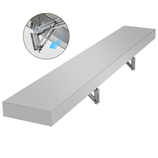 GloryStar Étagère de Service de Concession Rabattable et Pliante, Support en Acier Inoxydable à Bord Trapézoïdal pour Roulotte, Fenêtre de Service, Restaurant Ou Garage