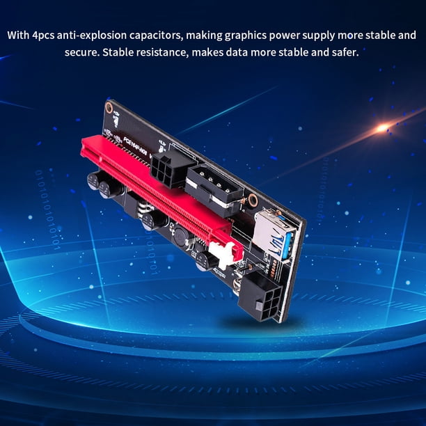 Tarjeta elevadora PCI-E 1X a 16X Tarjeta elevadora extensor GPU Adaptador GPU PCI-E USB 3.0 con interfaz de 6 pines, Azul Inevent EL001235-02*5