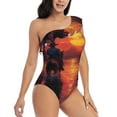 thumbnail image 3 of Honeii Sunset River Western Cowboy for women's one-piece swimsuit featuring a chic one-shoulder design experience elegance and style in the water-Small, 3 of 6