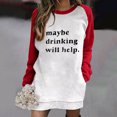 thumbnail image 2 of Nueva moda Casual estampado manga larga cuello redondo contraste Color suéter Top mujer ropa sudadera vestido Pompotops  hdfakjf3836, 2 of 5