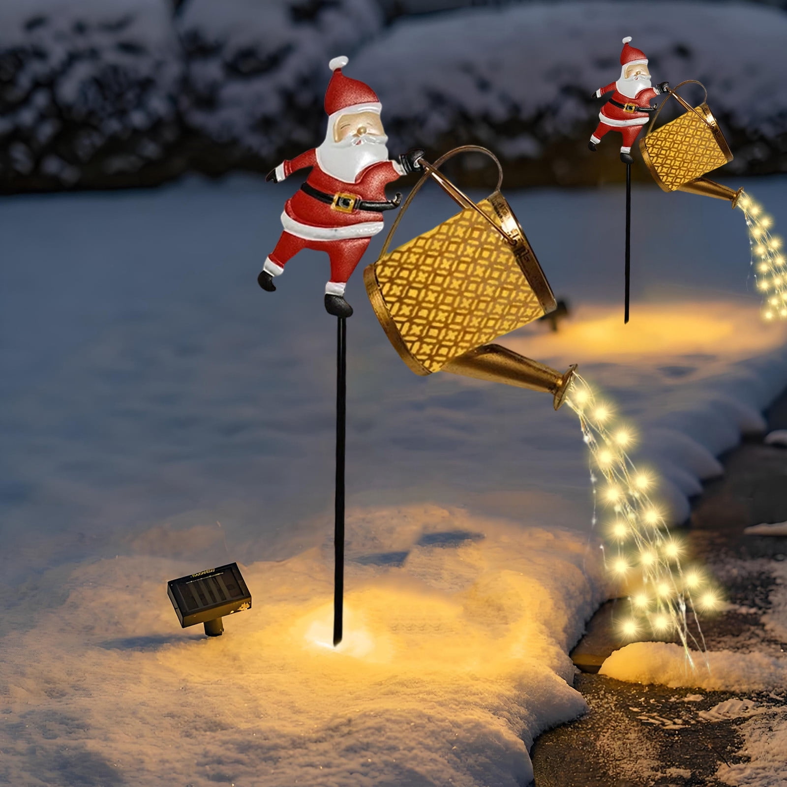 Vggrvlo Christmas Claus Solar Kettle Lights Waterproof Landscape LED Lights with Lantern Light Outdoor Decorations for Patio Best Christmas Gift