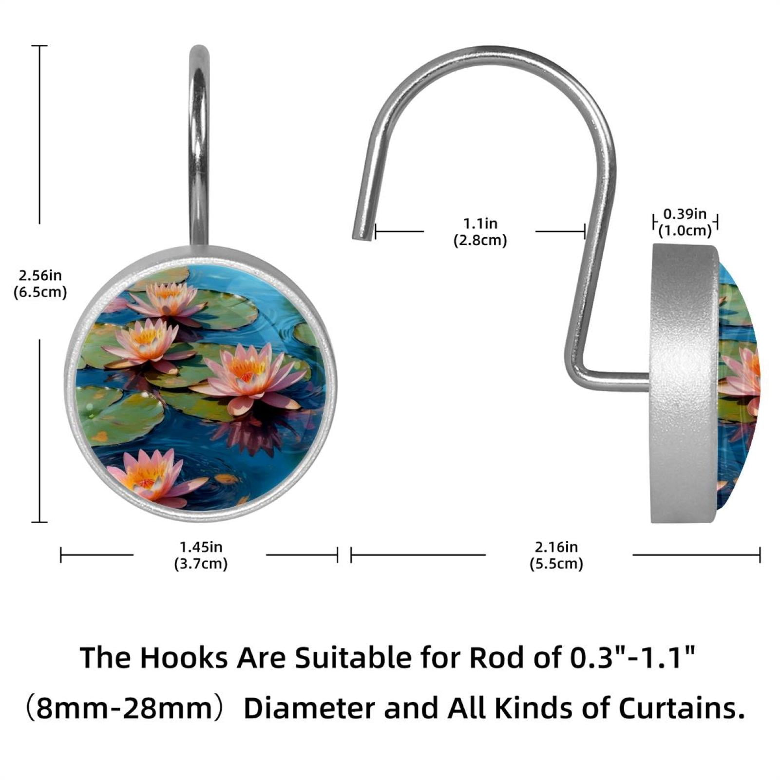 Imobaby 12 Pcs Metal Shower Curtain Hooks Rust Proof for Shower Curtain Liner - Lotus Pink in the Lake