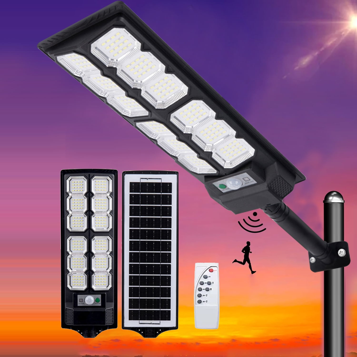 Solar Street Light Outdoor, 75000LM Motion Sensor Solar Parking Lot Street Lights, Dusk to Dawn Solar Securiy Flood Lights for Yard, Garden, Patio, Area Lighting, Wide Illumination