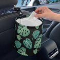 thumbnail image 3 of TRAHOO-Tropical Palm Leaves Car Trash Can Collapsible Back Seat, Front Console, Floor, or Hanging Headrest Waste Basket - Car Garbage Accessory Portable Car Trash Can Car Decoration, 3 of 4