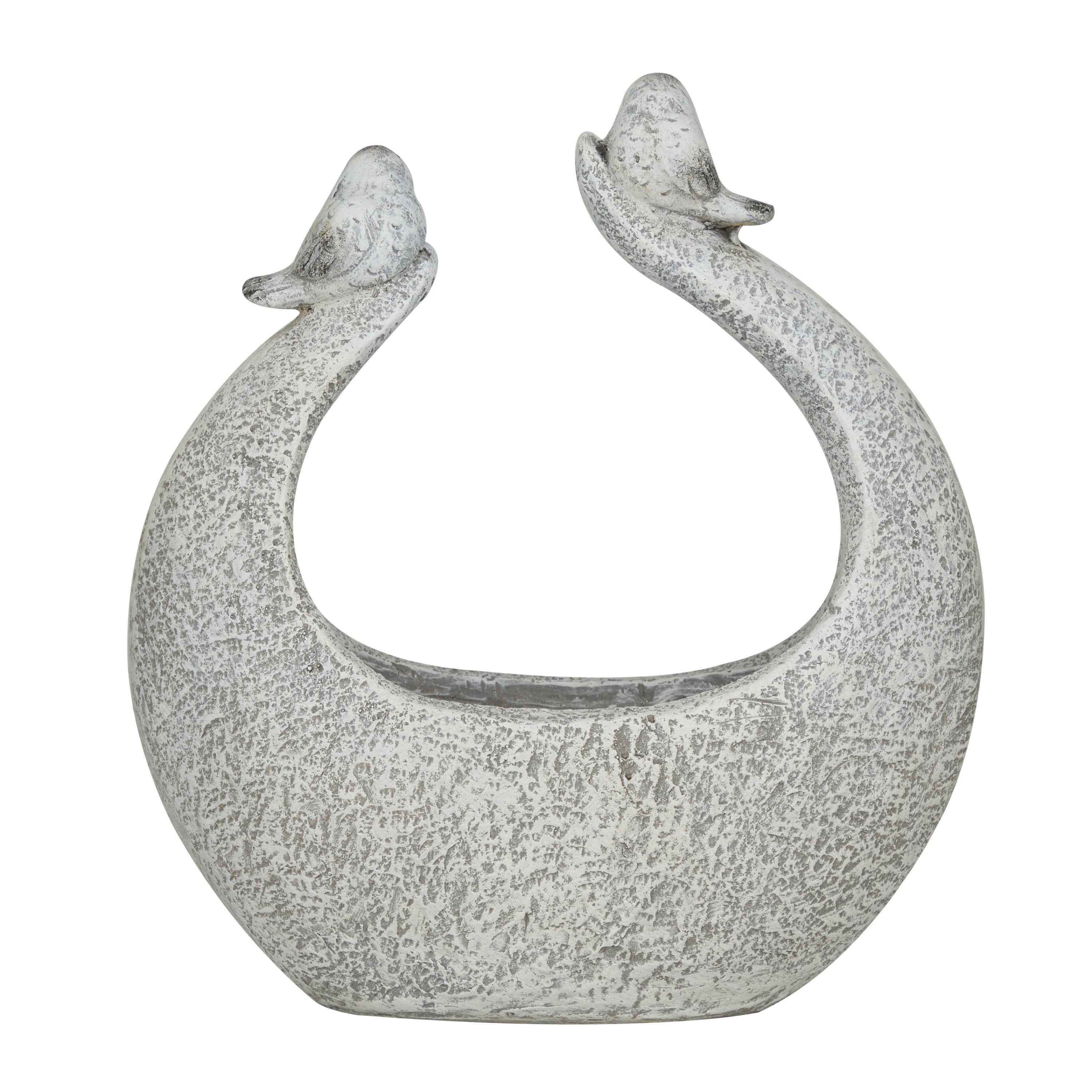 DecMode 14" x 15" Indoor Outdoor Gray Fiberglass Bird Planter with Stone Mosaic Design