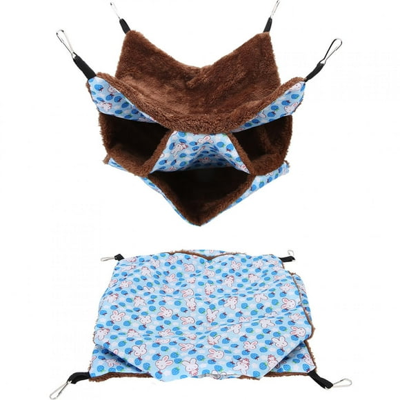 M Buder Cama Colgante de Tres Capas para Mascotas Pequeñas Hamaca Azul (32 cm / 12.6 inches)