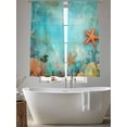 thumbnail image 5 of Ocean Starfish Coral Sheer Curtains 63 Inches Long 2 Panels Marine Life Abstract Watercolor Light Filtering Semi Sheer Window Curtains Drapes for Bedroom Living Room 52"x63", 5 of 7