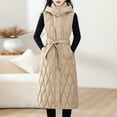 thumbnail image 5 of FNFHFY Women's Long Puffer Vest Hooded Lightweight Sleeveless Quilted Jackets Thick Warm Winter Gilet Coats with Belt & Pockets, 5 of 6