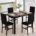 thumbnail image 2 of Lamerge Rectangle Dining Table Set, 5 Piece Dining Set, Modern Marble Dine Table and 4 Faux Leather Chairs, Compact Kitchen Table Set for Home, Breakfast Nook, Cafeteria Dining Room, Black&Brown, 2 of 9