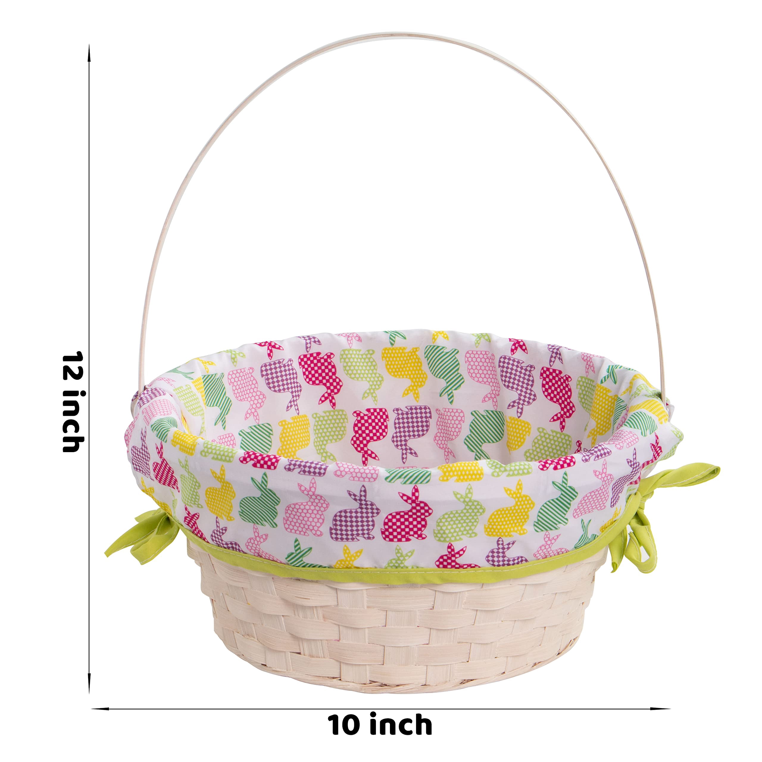 Joyfy 3 Pcs Easter Baskets,Easter Woven Basket with Polka Dots Lining,Handmade Woven Easter Basket with Handle for Easter Egg Hunt Picnic,Filling with Party Favors