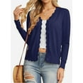 thumbnail image 2 of Womens Cardigans Lightweight Long Sleeve V Neck Button Down Cute Scalloped Edges Cardigan Sweaters for Women, 2 of 5