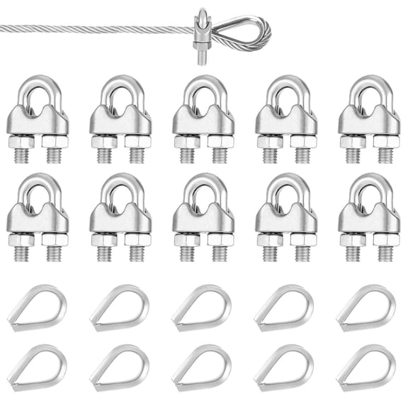 Pack of 10 Heavy Duty Steel Cable Clamps U Shaped Wire Rope Simple Installation for Marine Construction Industrial Use