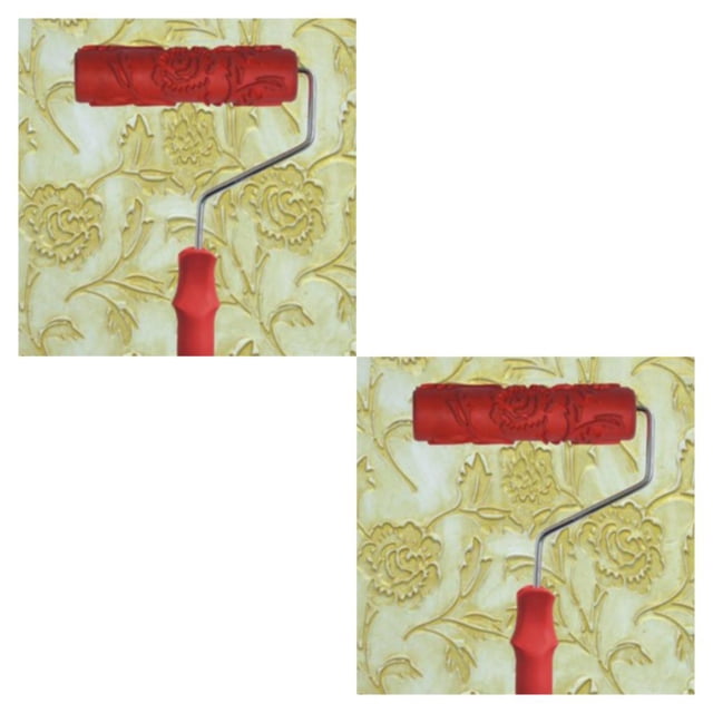 Sonducket 6.85 Inch Wall Empaistic Flower Pattern with Handle Plastic Roller Painting Tipo 1 2Conjunto