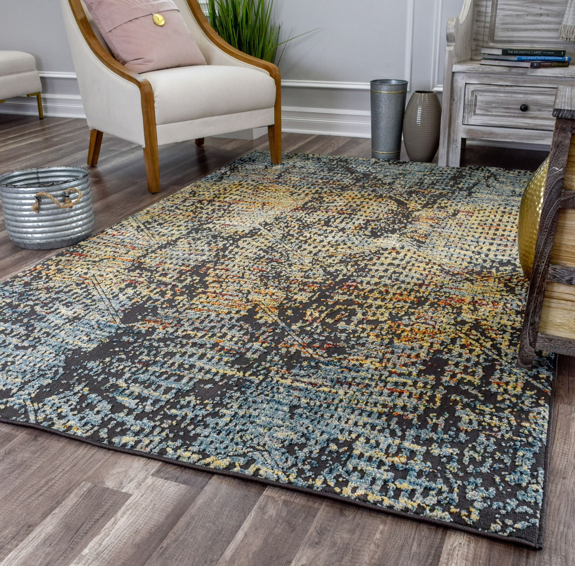 Rugs America Sela JR40A Mustang Transitional Vintage Blue Area Rug, 2'2"x8'