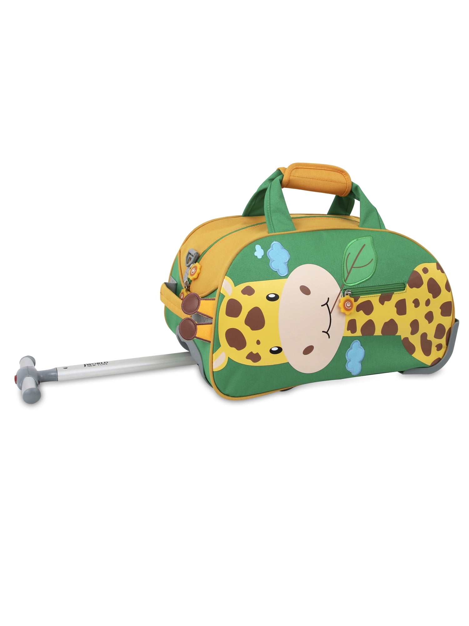 J World Boys and Girls Kids Travel Duffle Bag with Wheels Carry-on, Giraffe