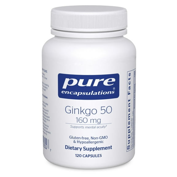 Pure Encapsulations Ginkgo 50 160 mg | Ginkgo Biloba Supplement to Support Oxygen, Blood Circulation, and Mild Memory Problems Associated with Aging* | 120 Capsules