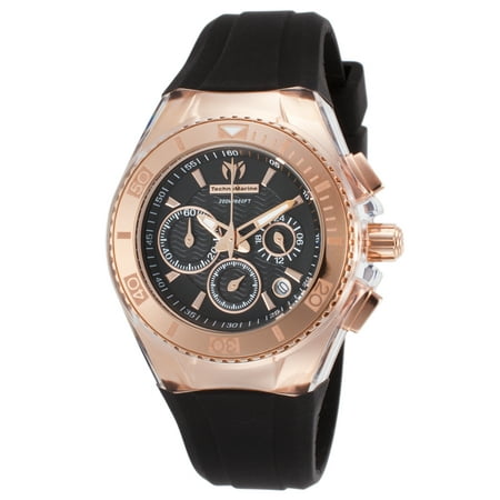 Technomarine Tm-115033 Women's Cruise Star Chrono Black Silicone And Dial Rose-Tone Case Watch