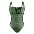 thumbnail image 3 of Baberdicy One Piece Swimsuit Women, Women's Solid Color Pleated Suspender Fashionable Swimsuit Bathing Swimsuit Green Xl, 3 of 6