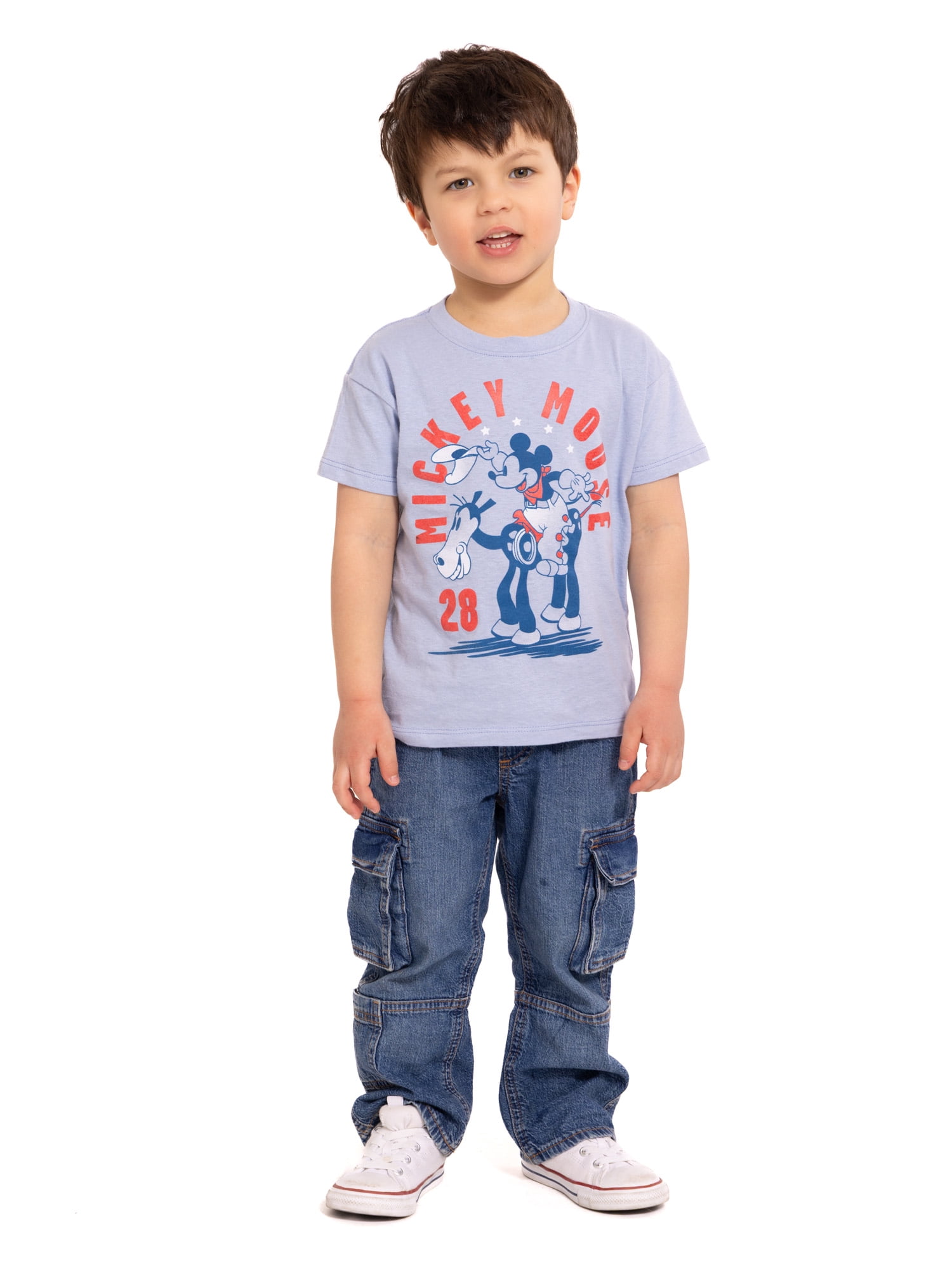 Mickey Mouse Toddler Graphic Patriotic Americana Americana Crewneck Tee with Short Sleeves, Sizes 12M-5T