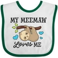 thumbnail image 3 of Inktastic My Meemaw Loves Me with Sloth and Hearts Boys or Girls Baby Bib, 3 of 4
