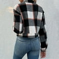 thumbnail image 5 of JGNGSHN Shackets for Women 2025 Cropped Jacket Button Down Plaid Shirts Long Sleeve Flannel Coat Tops with Lapel Pockets, 5 of 5