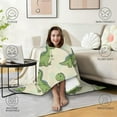 thumbnail image 4 of Wearable Blanket,Mint Dinosaurs with Cacti Cute Hooded Wearable Flannel Blanket for Adults & Teens,Winter Poncho Shawl Wrap Cape Cozy Anti-Pill,60"x80", 4 of 5