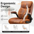 thumbnail image 4 of COOLHUT Big and Tall Office Chair 500LBS Wide Seat Ergonomic Computer Desk Chair, High Back Executive PU Leather Chair, Adjustable Armrest and Lumbar Back Support Office Chair, Brown, 4 of 16