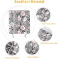 thumbnail image 5 of Pink Floral Grey Shower Curtain, Abstract Minimalist Pink Rose Gray Leaf Leaves Unique Polyester Fabric Shower Curtains for Bathroom Set Waterproof Washable with 12 Hooks, 72"x72", 5 of 6