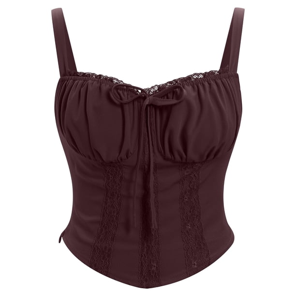 Blusa de encaje sin mangas informal de verano para mujer, blusa moldeadora