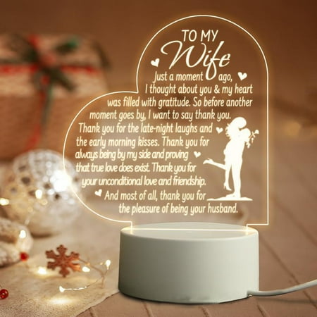 

RUNOLIG Engraved Acrylic Night Light 3-Color Led Night Lamp Gifts For Wife Wedding Anniversary Birthday
